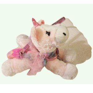 Poochie Rainbow Unicorn Plush Purse with Tail & Mane      Approx. 12 in. Long